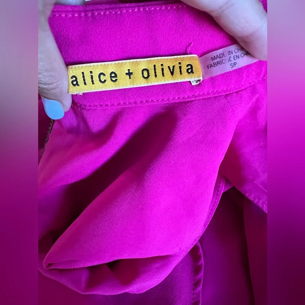 Alice + Olivia Trina Tunic Bow Back Silk Hot Pink Dress Size S. - Picture 8 of 8